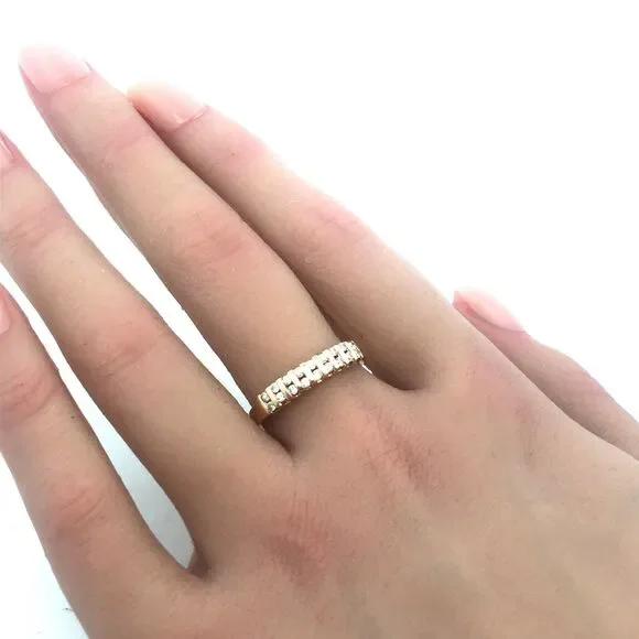 14K Yellow Gold Round Diamond Channel Set Anniversary Band Ring